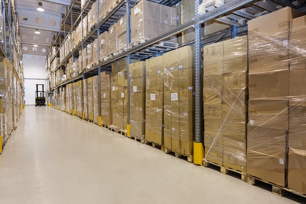 Metal stillage in a warehouse with cartons-1 Metal stillage in a warehouse with cartons-1